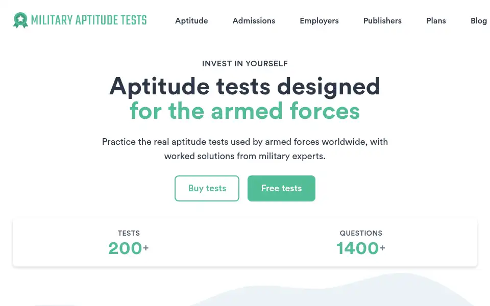 Screenshot of militaryaptitudetests.org