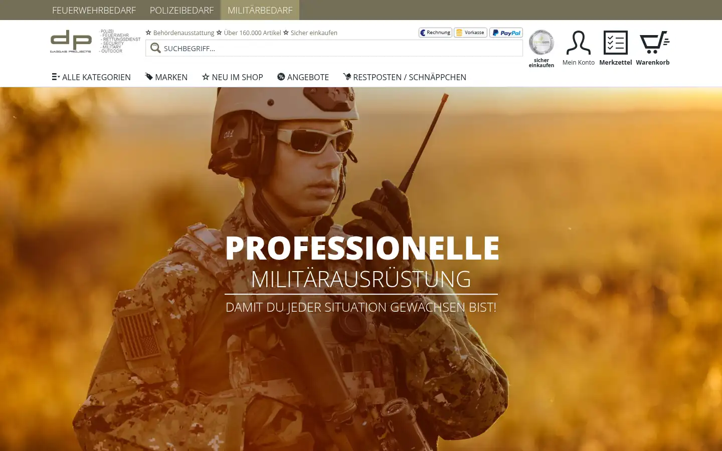 Screenshot of militarybedarf-dagdas.de