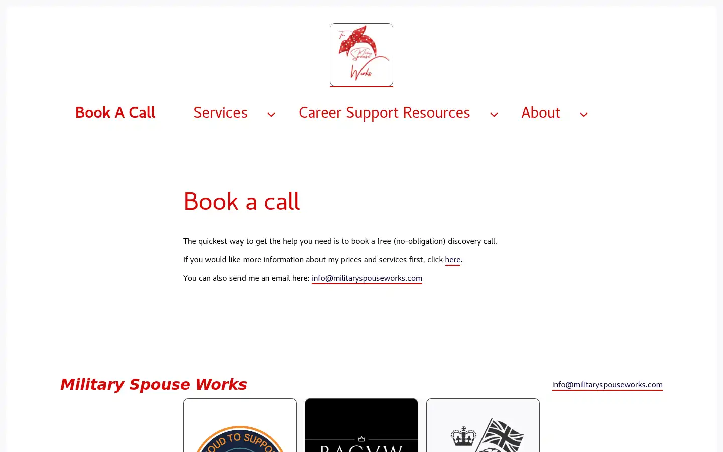 Screenshot of militaryspouseworks.com