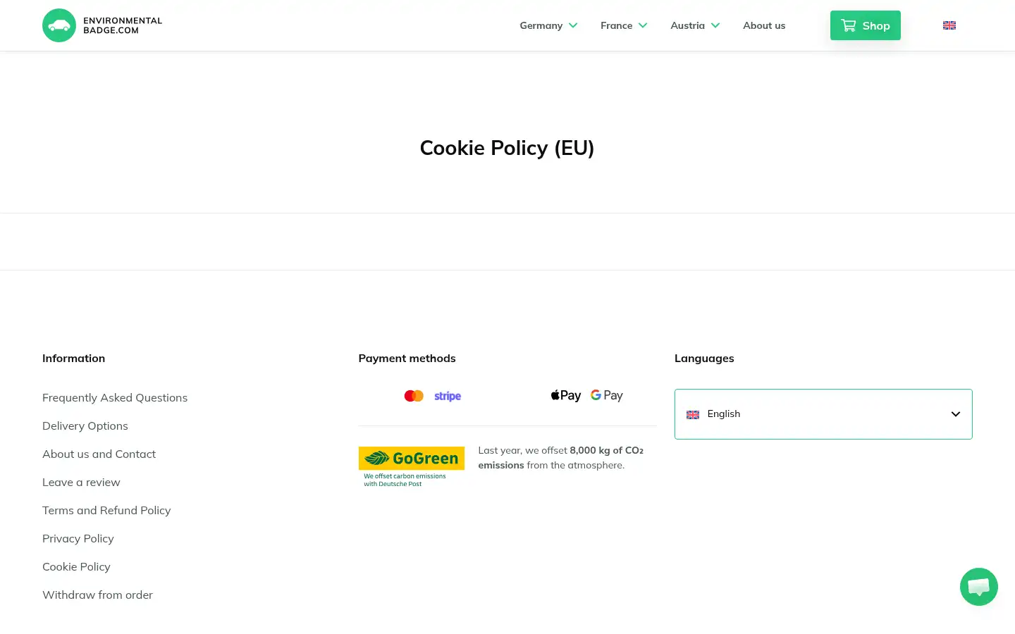 Screenshot of miljodekal.se