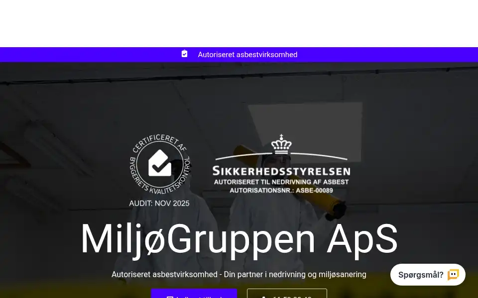 Screenshot of miljoegruppen.dk