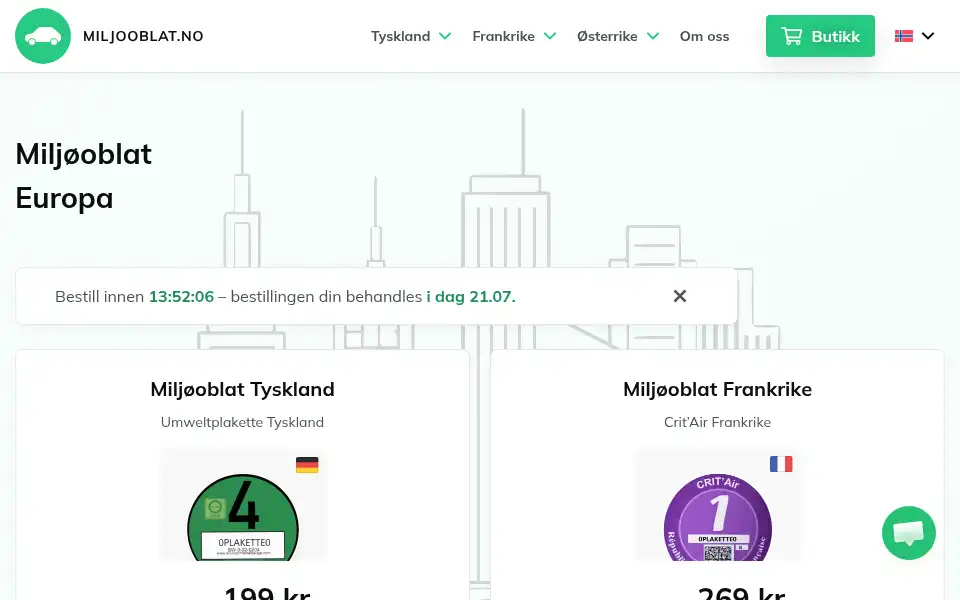 Screenshot of miljooblat.no