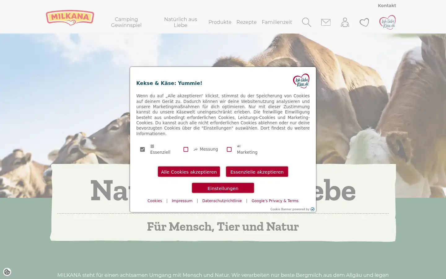 Screenshot of milkana.de