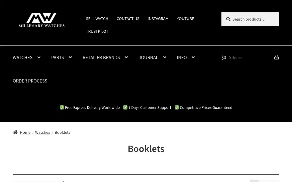 Screenshot of millenarywatches.com