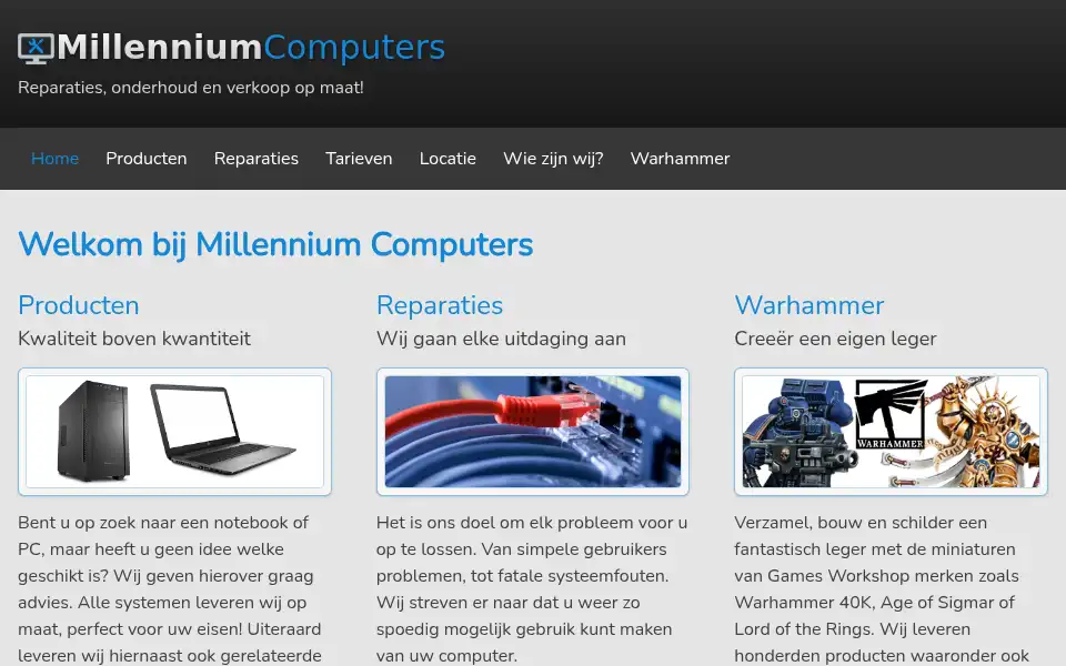 Screenshot of millenniumcomputers.nl