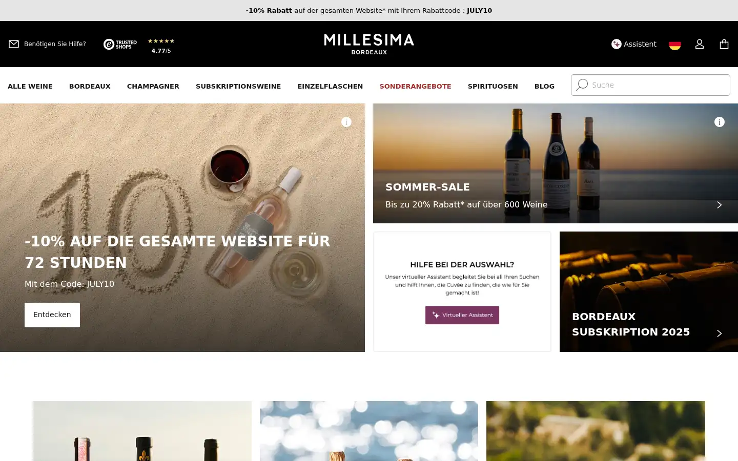 Screenshot of millesima.de