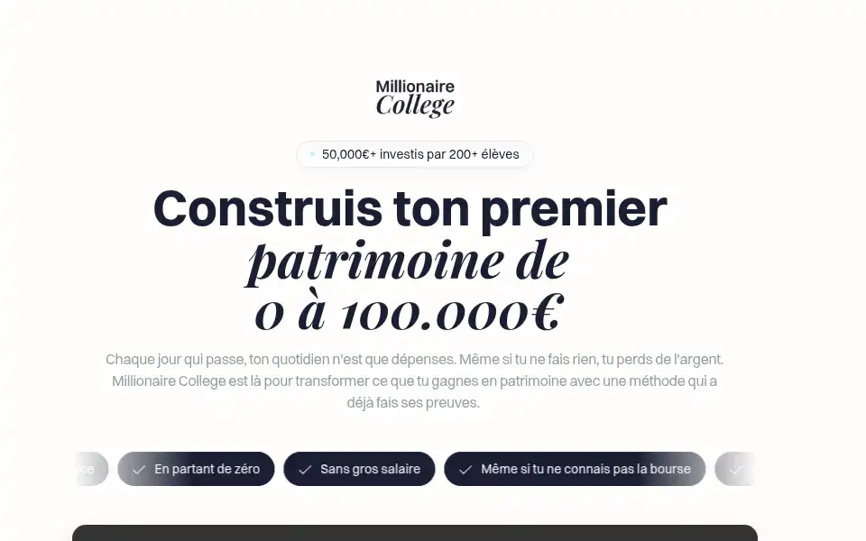 Screenshot of millionaire-college.com