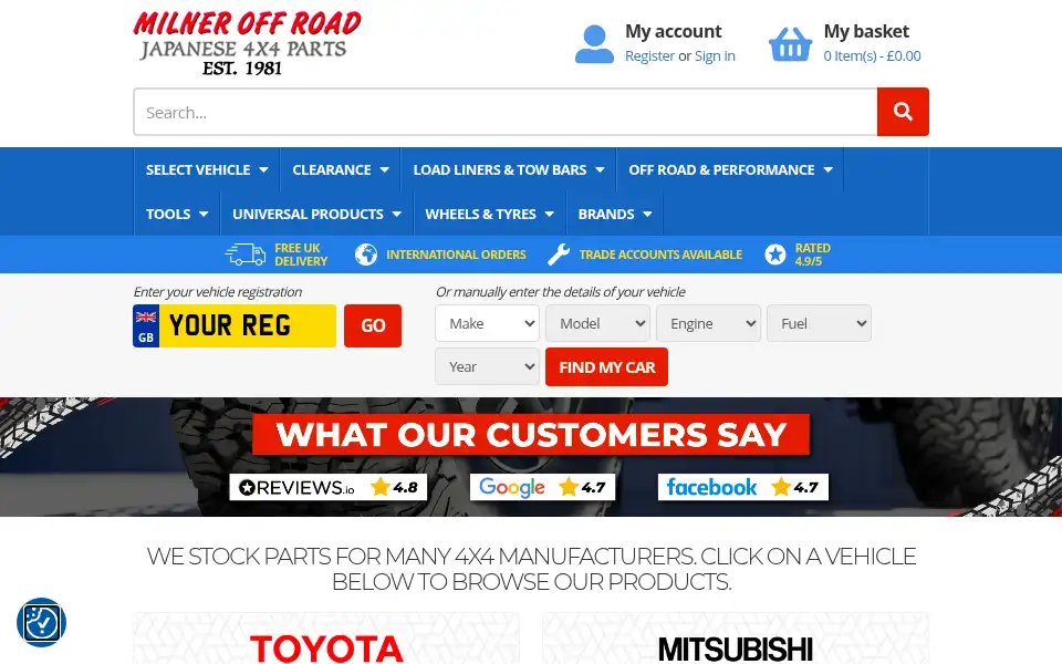Screenshot of milneroffroad.com