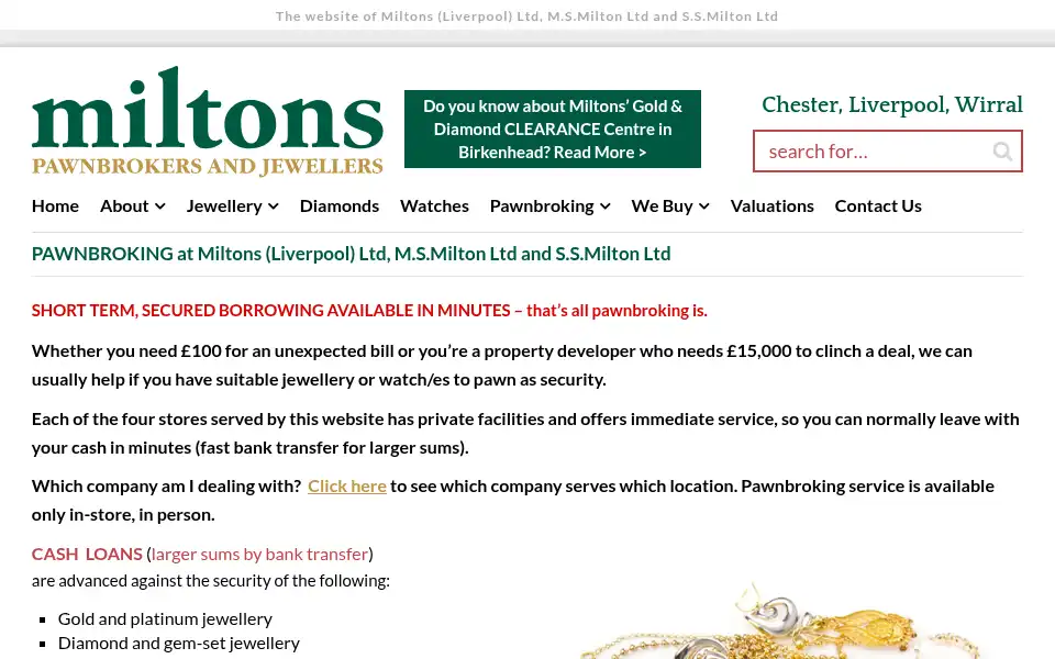 Screenshot of miltonsjewellers.com