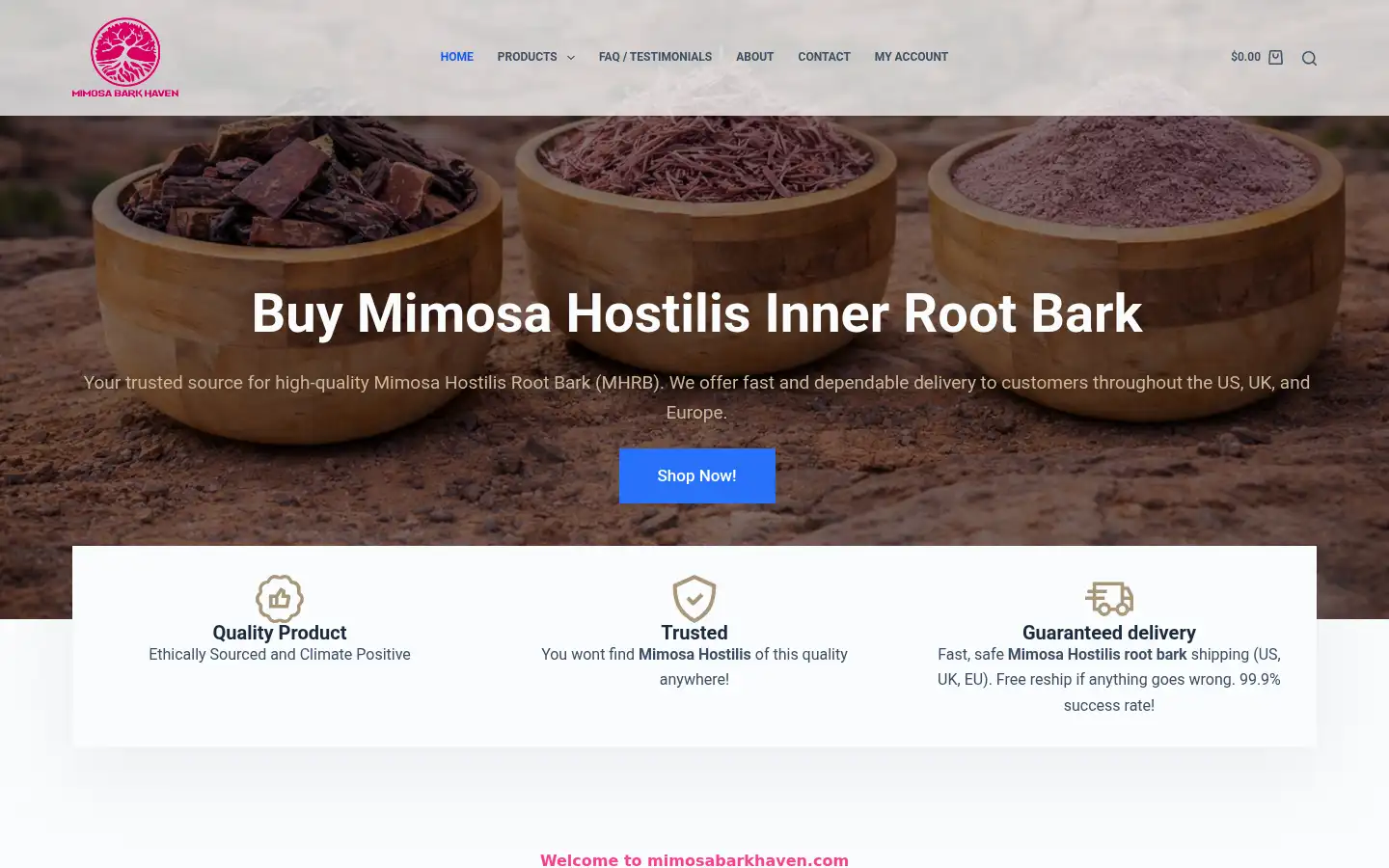 Screenshot of mimosabarkhaven.com