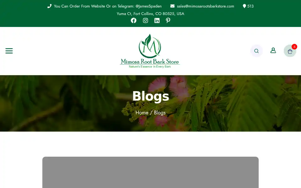 Screenshot of mimosarootbarkstore.com