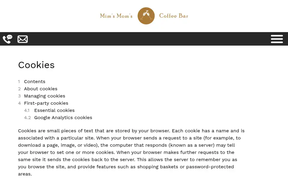 Screenshot of mimsmomscoffeebar.co.uk