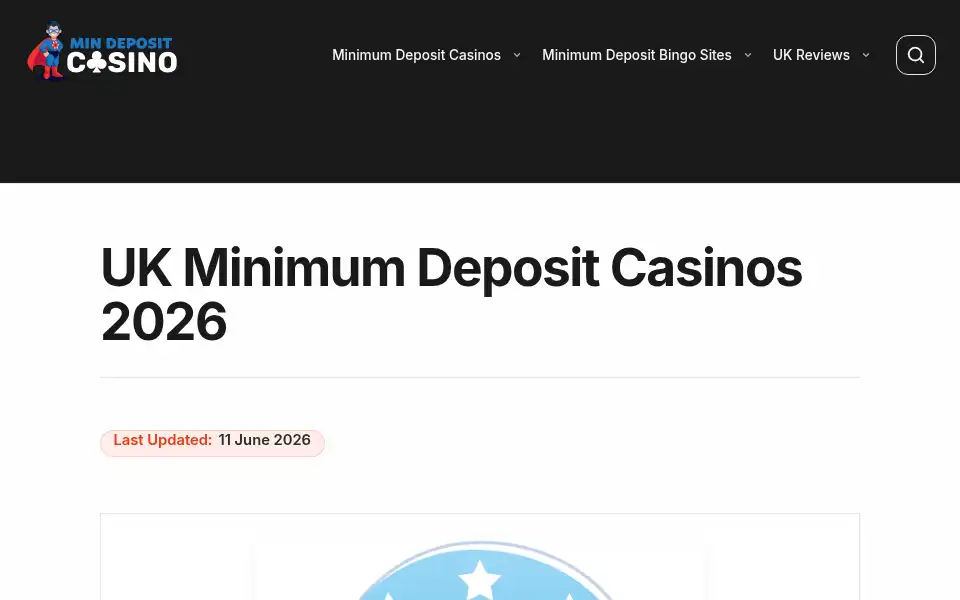 Screenshot of mindepositcasino.com