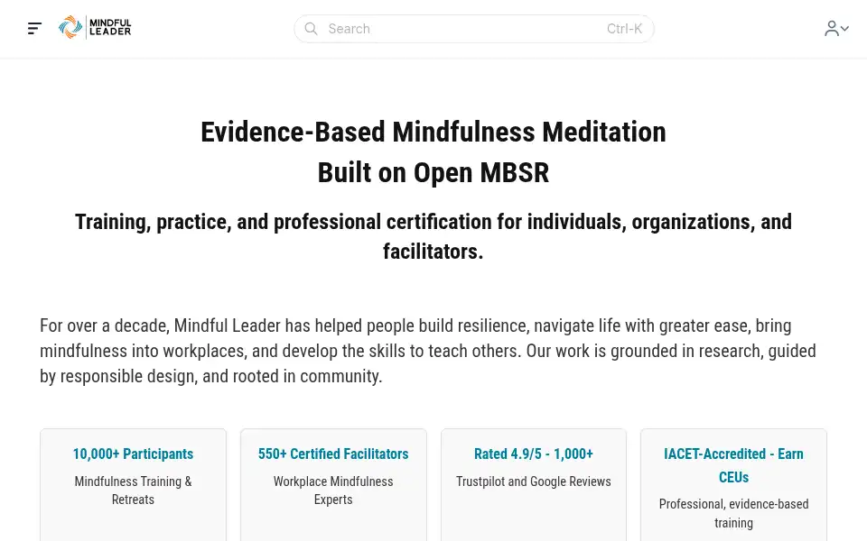 Screenshot of mindfulleader.org