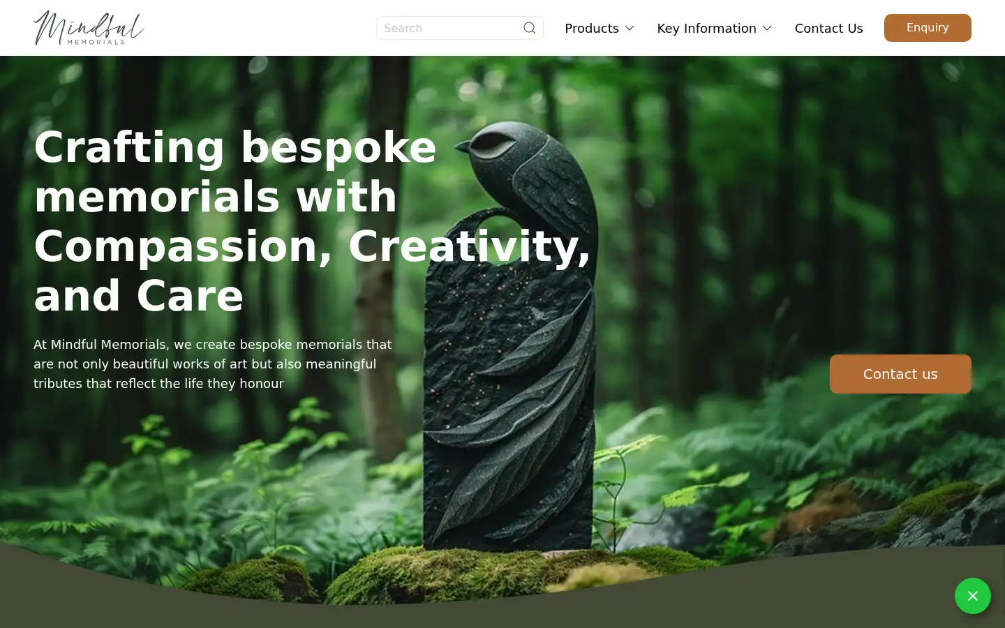 Screenshot of mindfulmemorials.co.uk