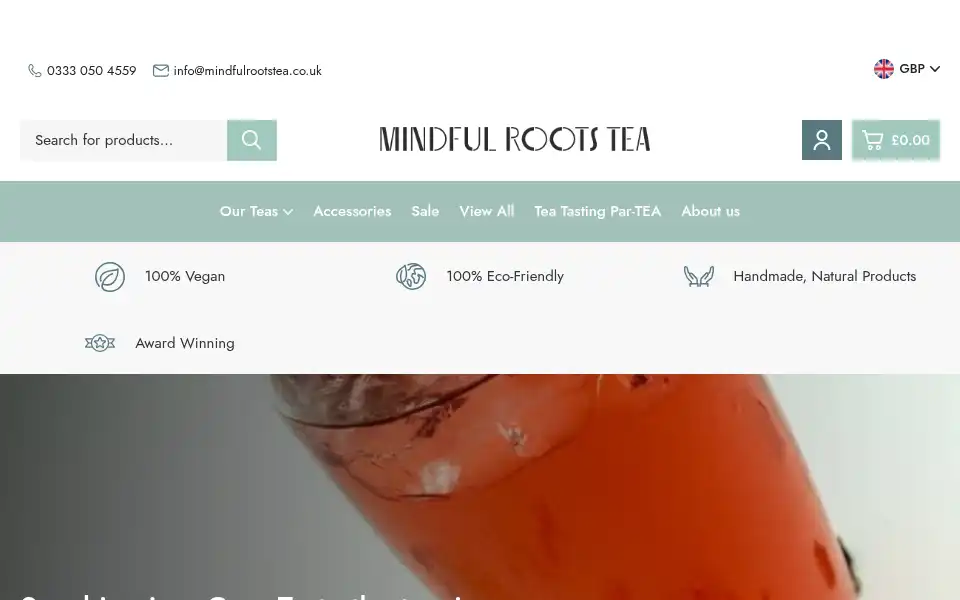 Screenshot of mindfulrootstea.co.uk