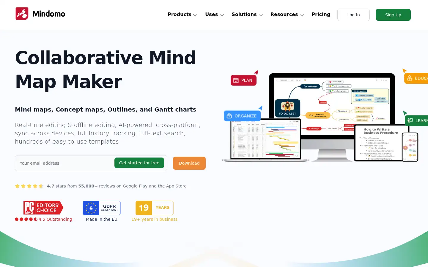 Screenshot of mindomo.com