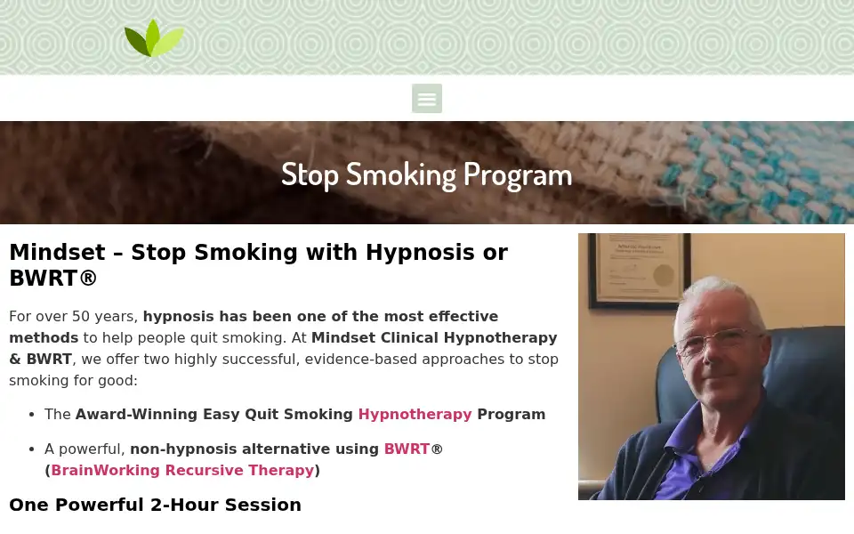Screenshot of mindsethypnotherapy.co.uk