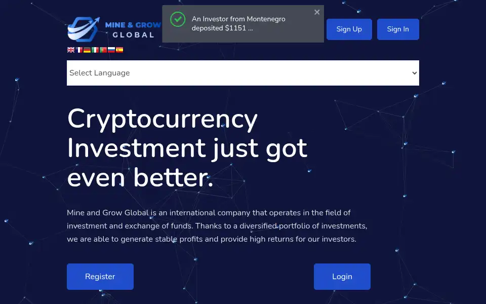 Screenshot of mineandgrowglobal.com