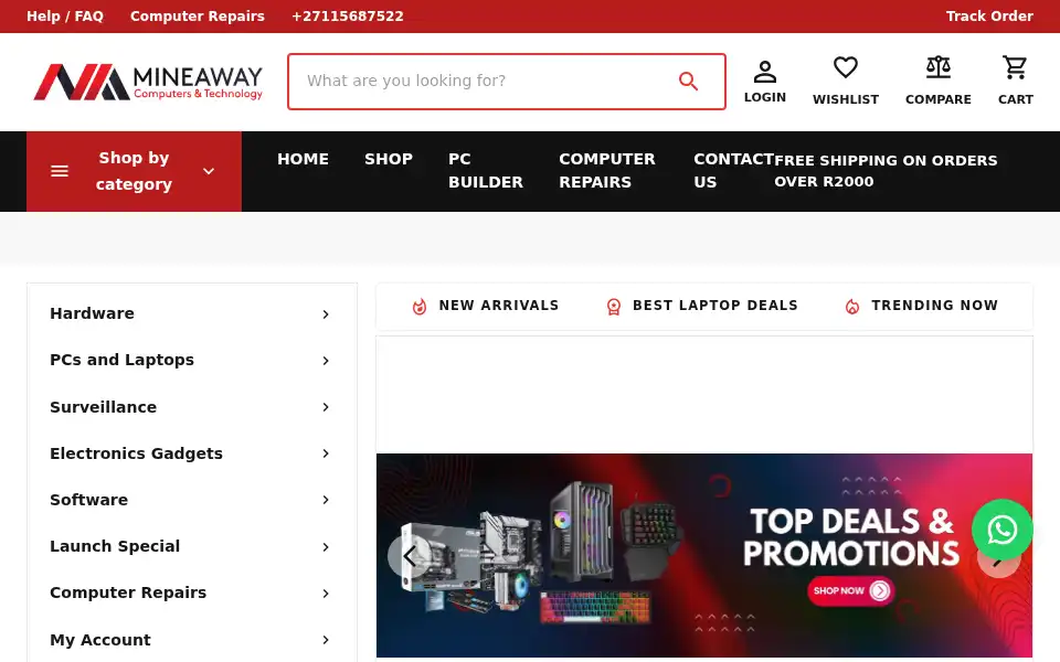 Screenshot of mineaway.co.za