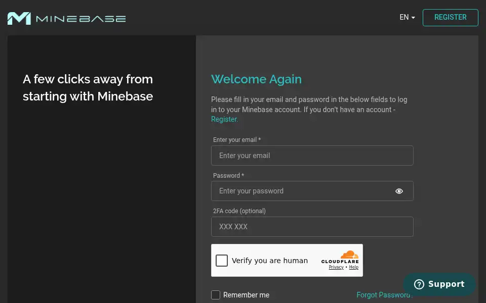 Screenshot of minebase.com