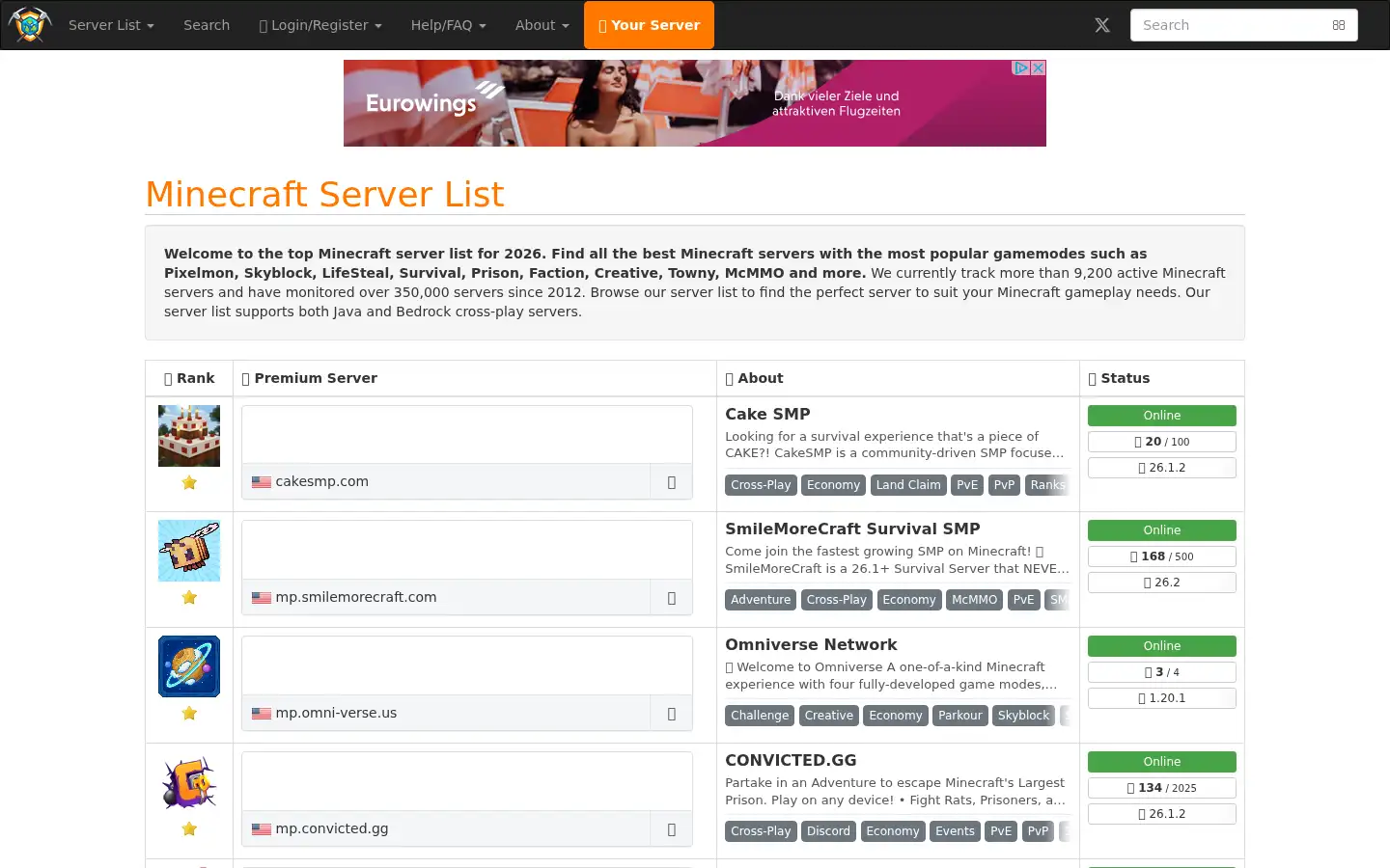 Screenshot of minecraft-mp.com