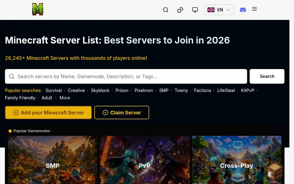 Screenshot of minecraftserver.buzz