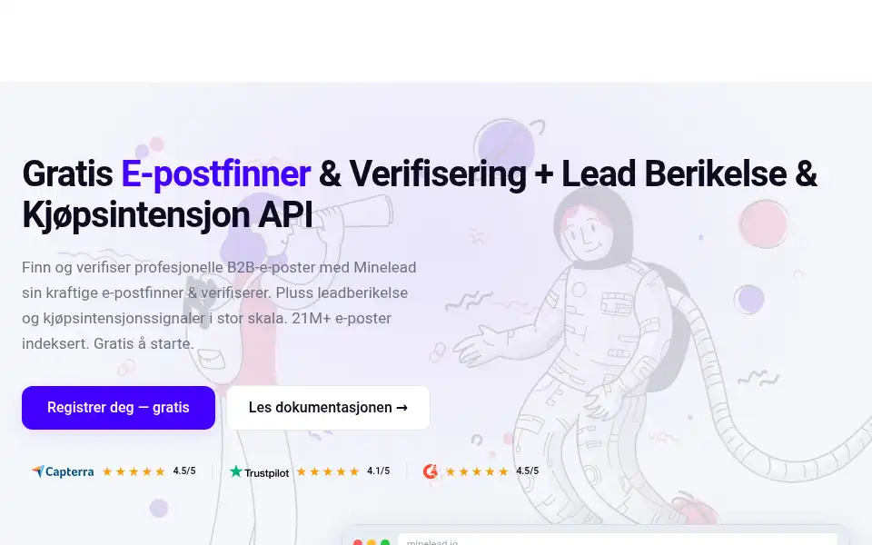 Screenshot of minelead.io
