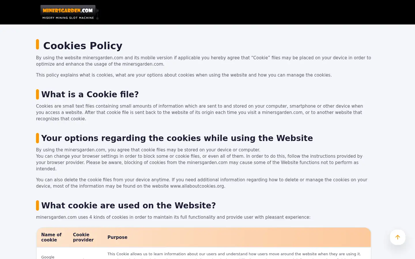 Screenshot of minersgarden.com