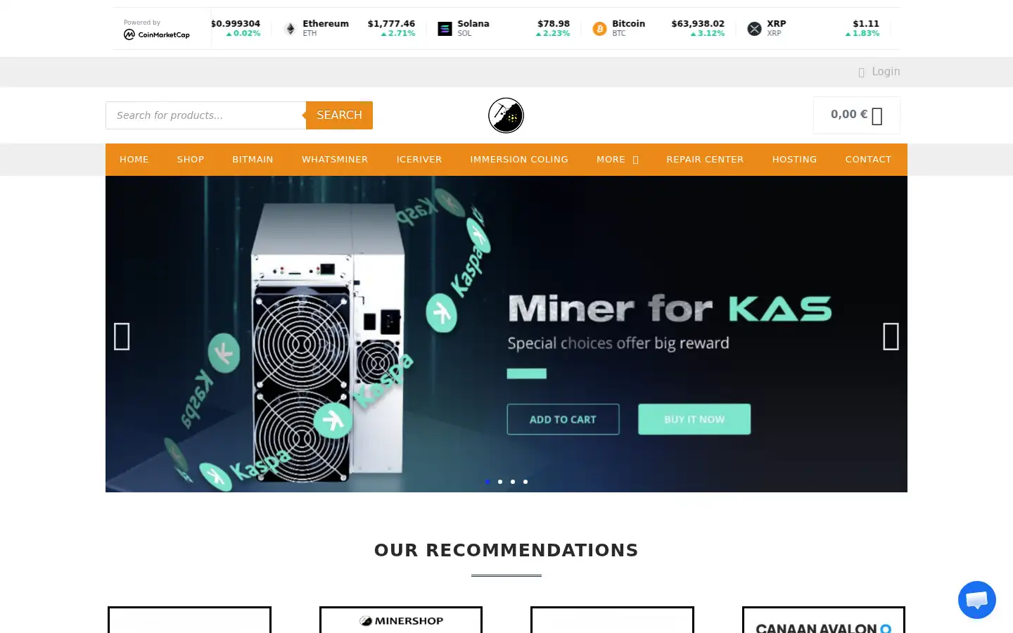 Screenshot of minershop.fr
