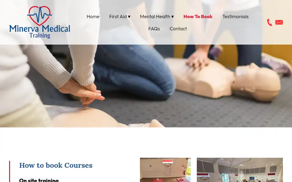 Screenshot of minervamedicaltraining.com