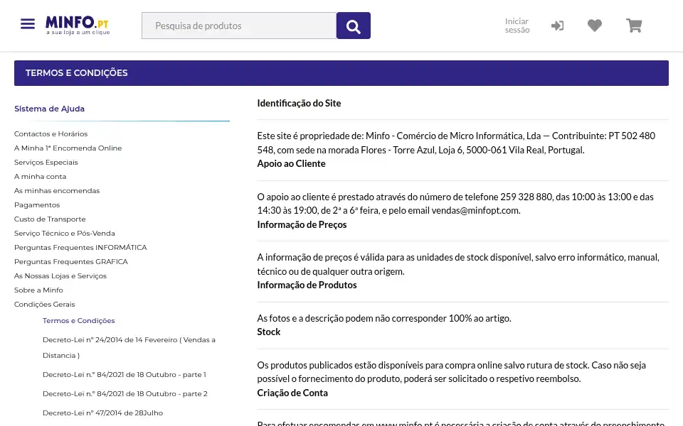 Screenshot of minfo.pt