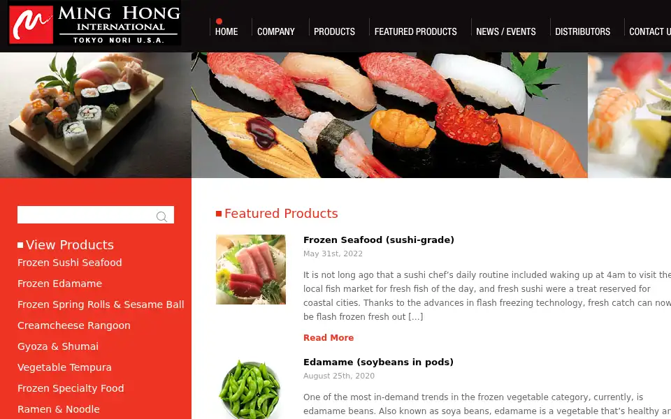 Screenshot of minghongfood.com