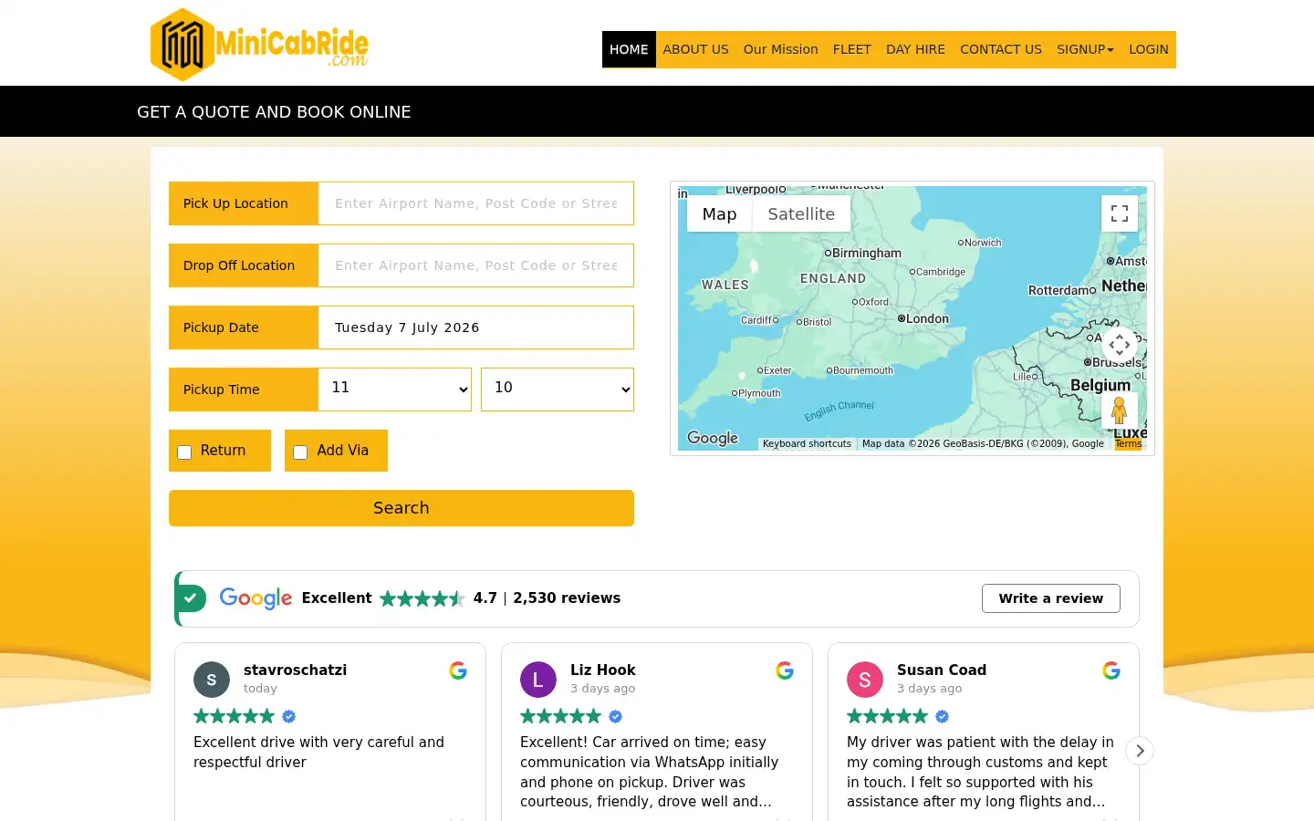 Screenshot of minicabride.com
