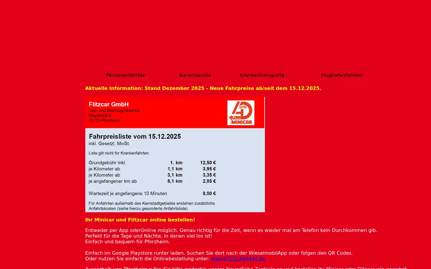Screenshot of minicar-pforzheim.de