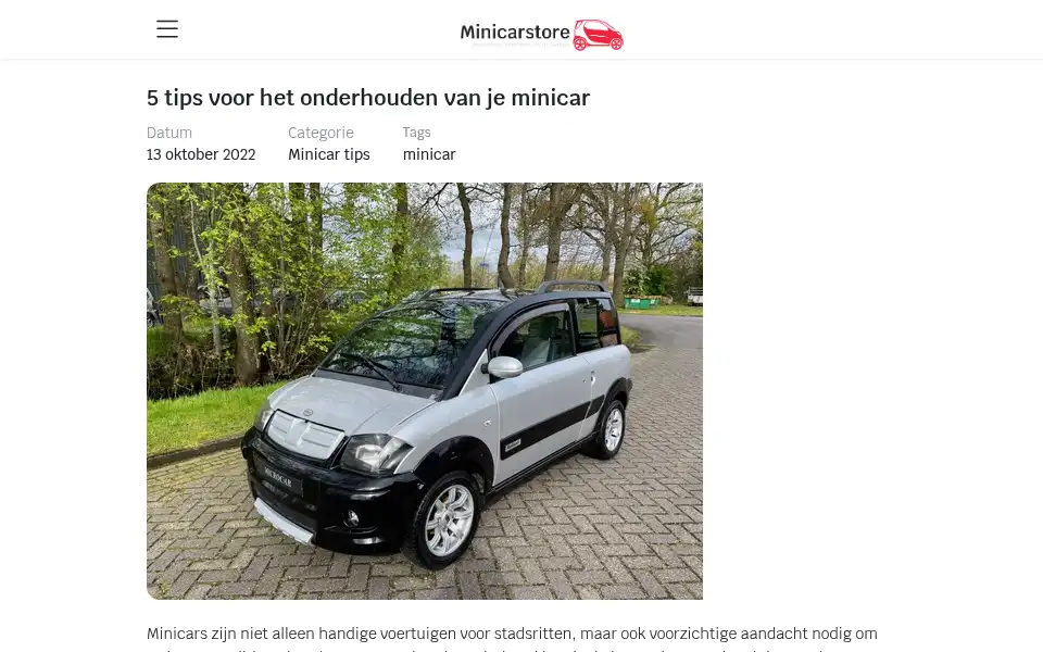 Screenshot of minicarstore.nl