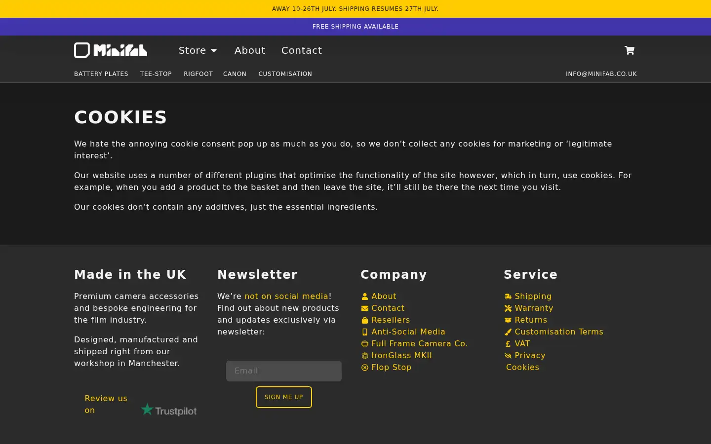 Screenshot of minifab.co.uk
