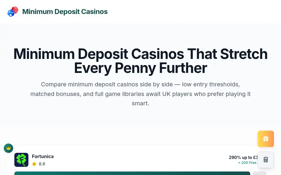 Screenshot of minimumdepositcasinos.org.uk