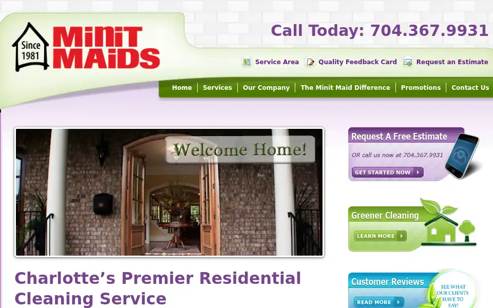 Screenshot of minitmaids.com