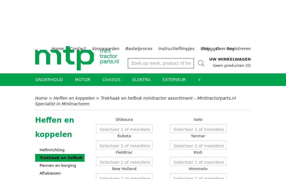 Screenshot of minitractorparts.nl