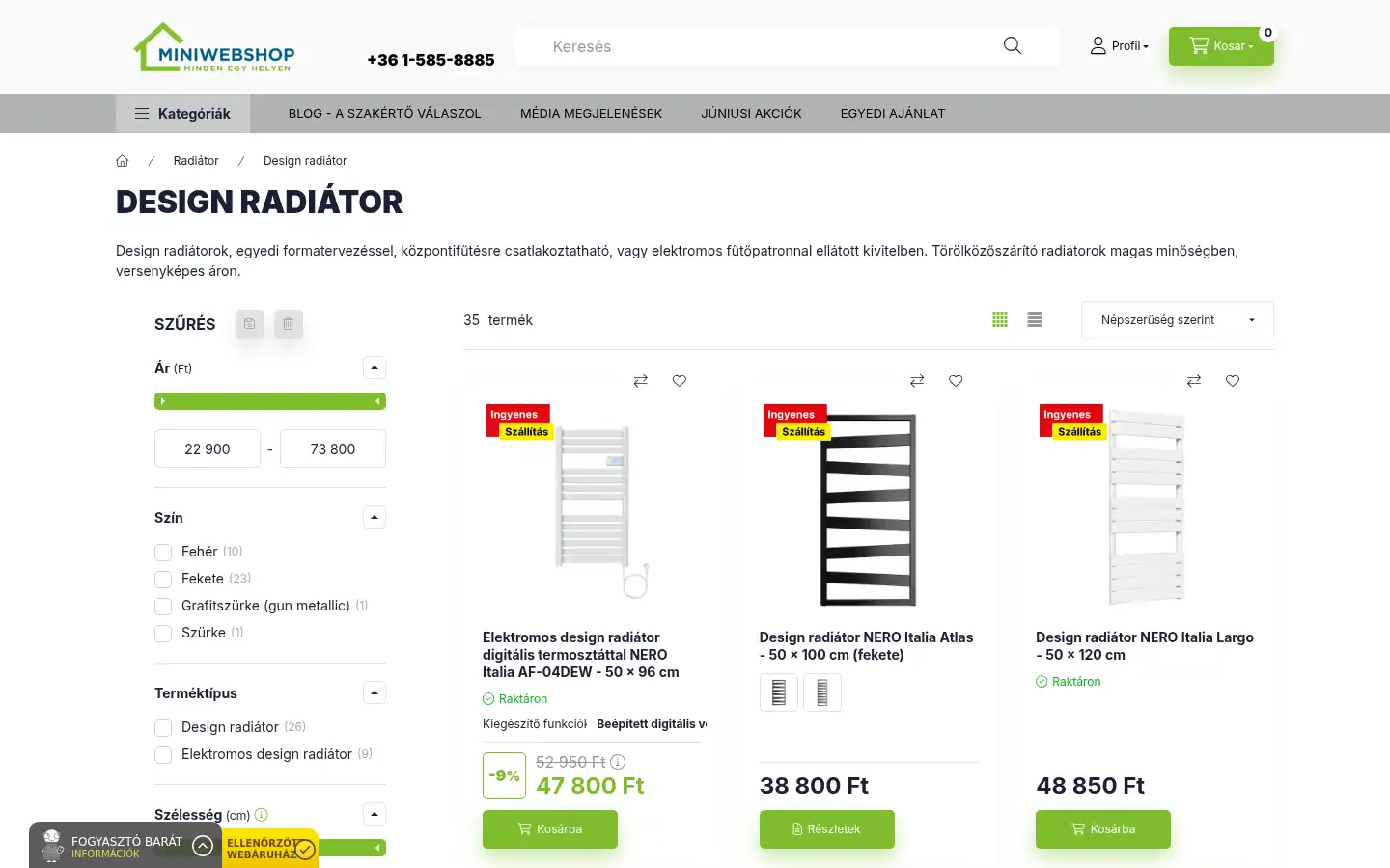 Screenshot of miniwebshop.hu
