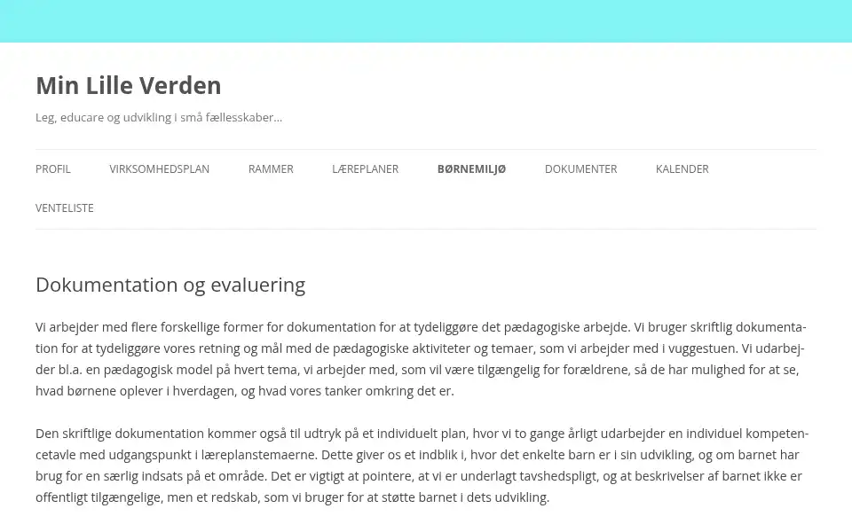 Screenshot of minlilleverden.dk