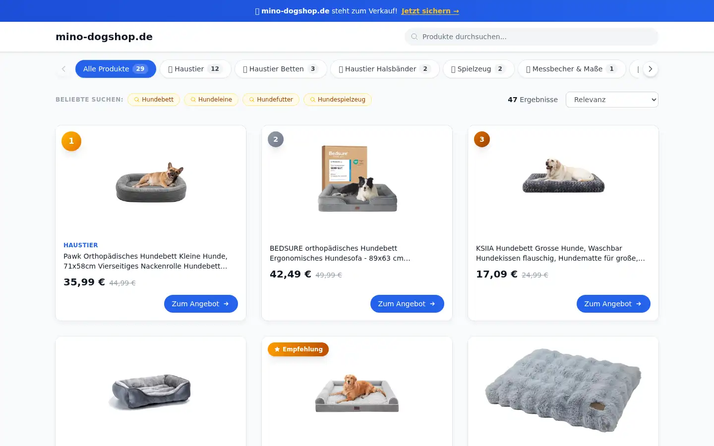 Screenshot of mino-dogshop.de