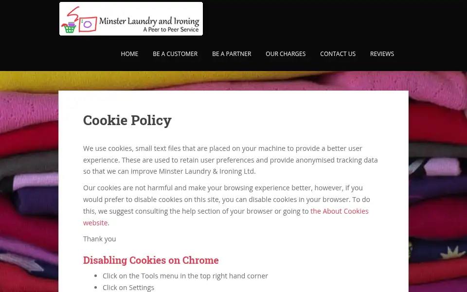 Screenshot of minsterlaundry.co.uk
