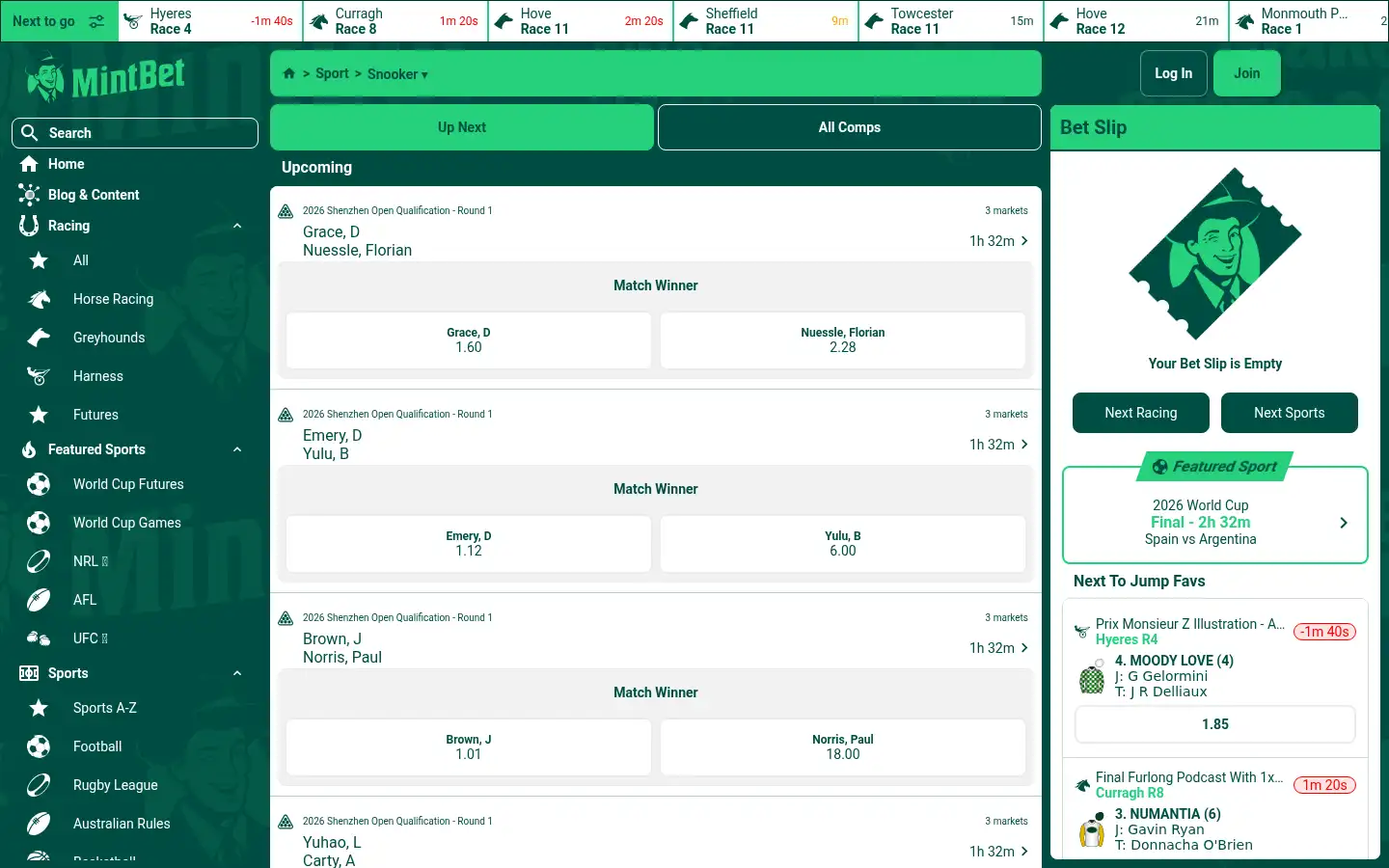 Screenshot of mintbet.com.au