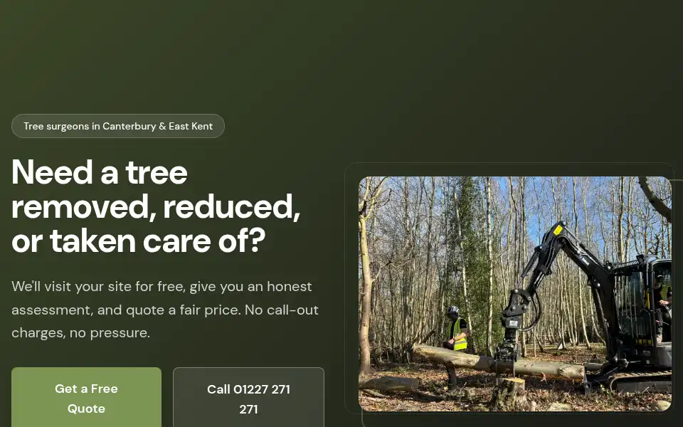 Screenshot of minters-treecare.uk