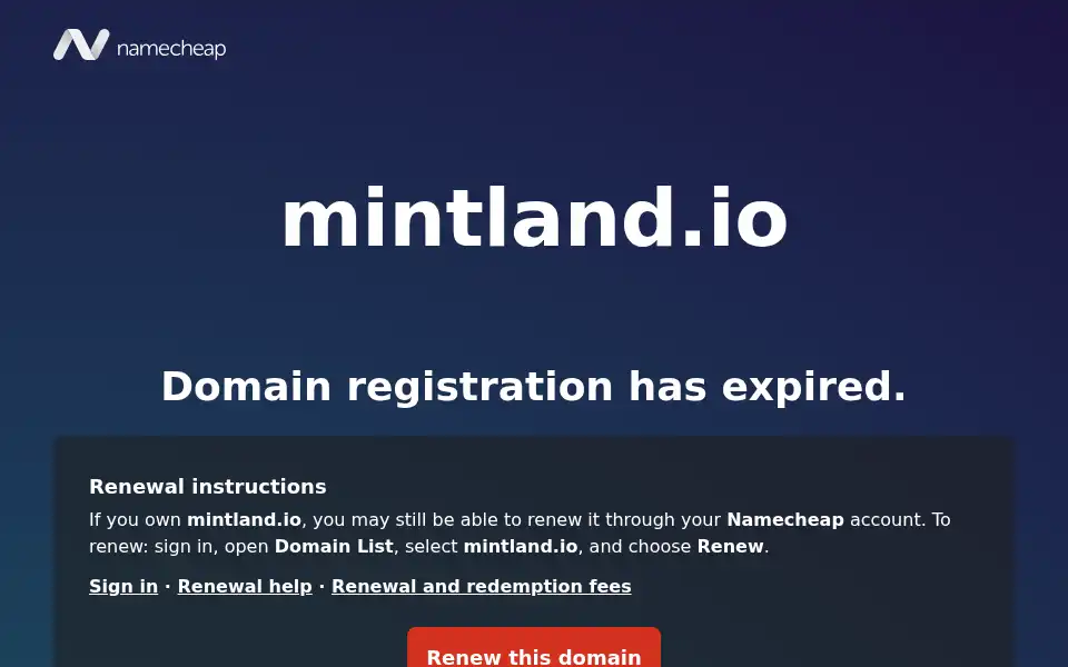 Screenshot of mintland.io