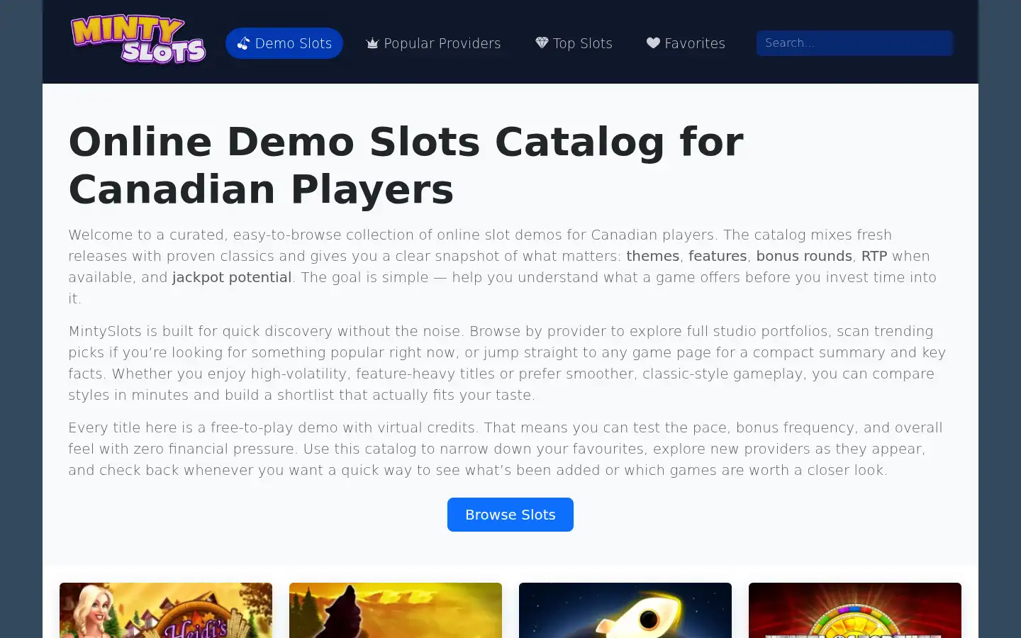 Screenshot of mintyslots.com