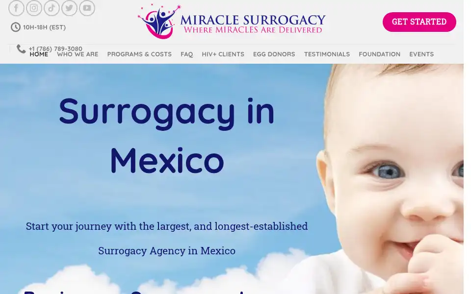 Screenshot of miraclesurrogacy.com