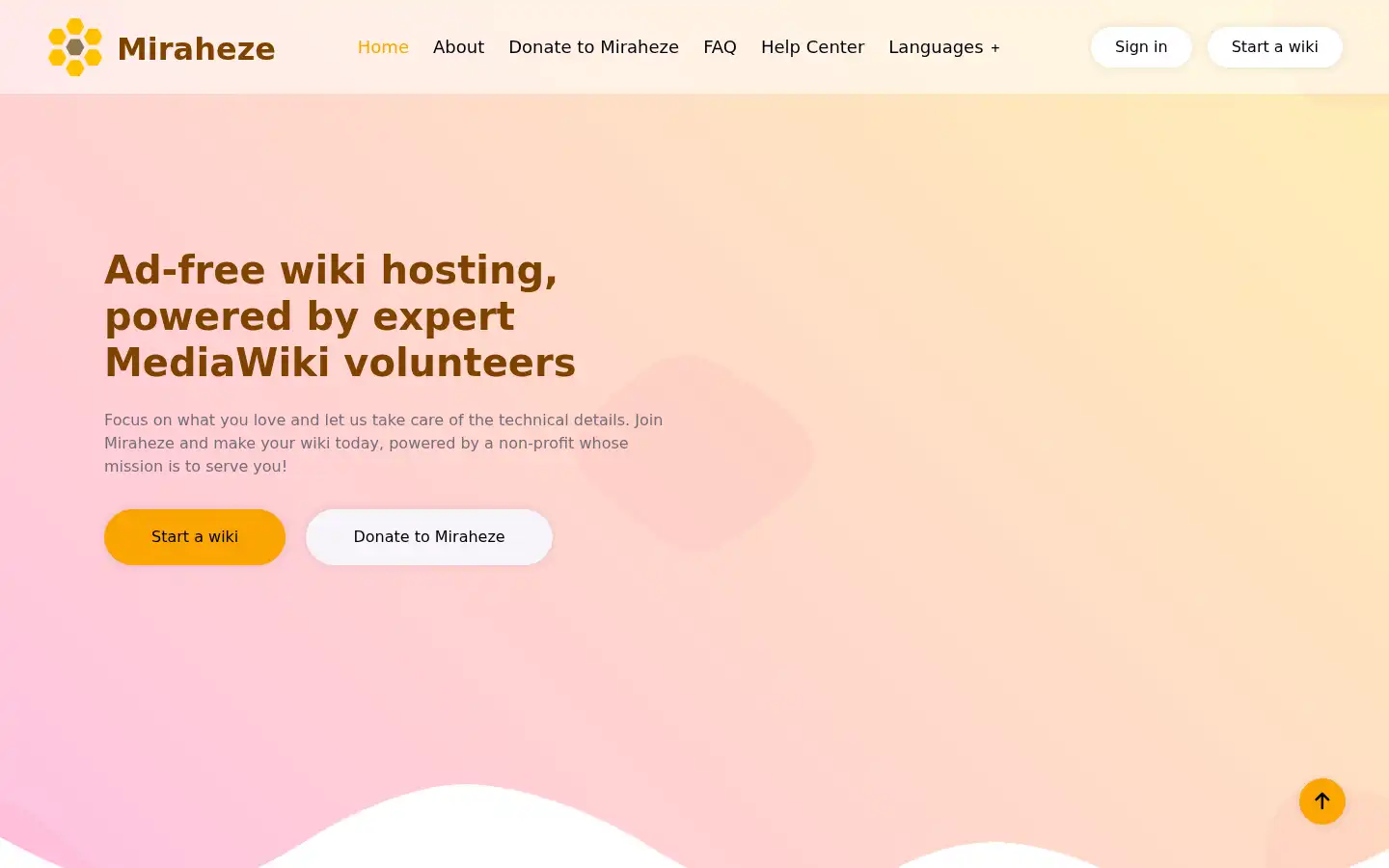 Screenshot of miraheze.org